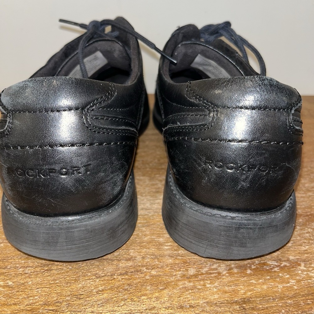 Rockport Margin Oxford Mens 11W Black Leather Dress Shoes Comfort Pls Read - Picture 4 of 12